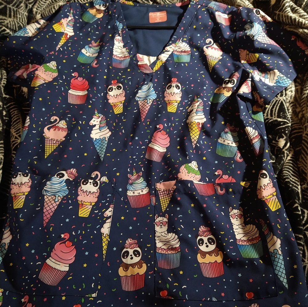 PANDA ICE CREAM CONE SCRUB TOP